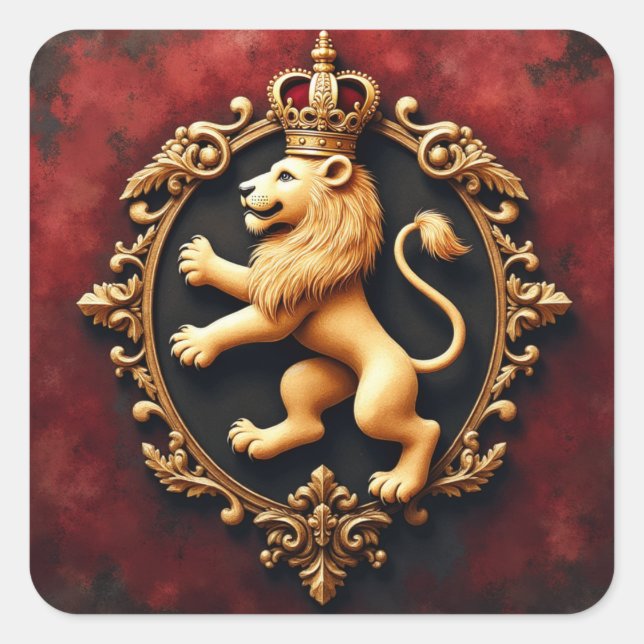 Royal Heraldic Tapestry Pattern Quadratischer Aufkleber (Vorderseite)