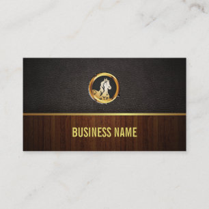 Royal Horse Head Wood & Leather Business Card Visitenkarte
