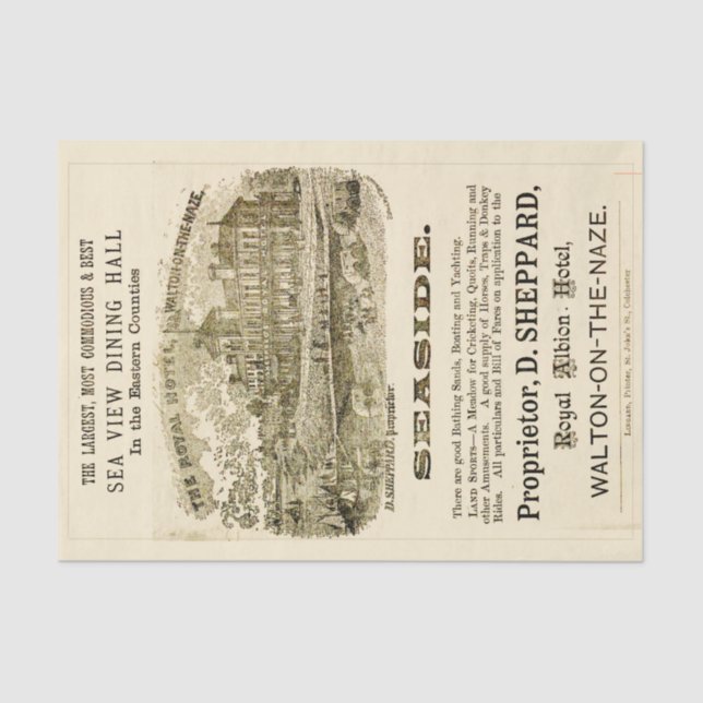 Royal Hotel English Seaside Vintage Poster Seidenpapier (Vorderseite)