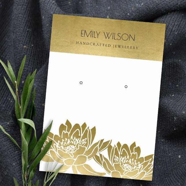 ROYAL IMITATS GOLD LOTUS BLUME EARRING DISPLAY VISITENKARTE (Von Creator hochgeladen)