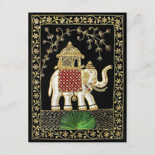 ROYAL INDIAN ELEPHANT  RIDE ZARI ART POSTKARTE