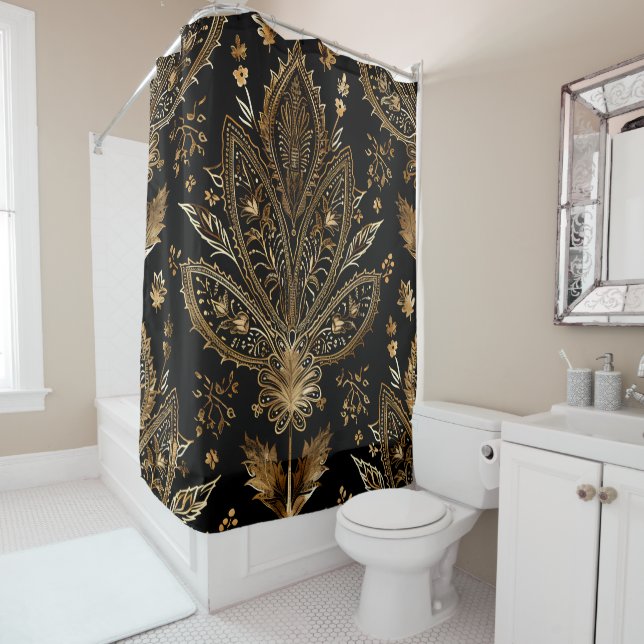 Royal Indian Luxury Black & Gold Duschvorhang (Beispiel)