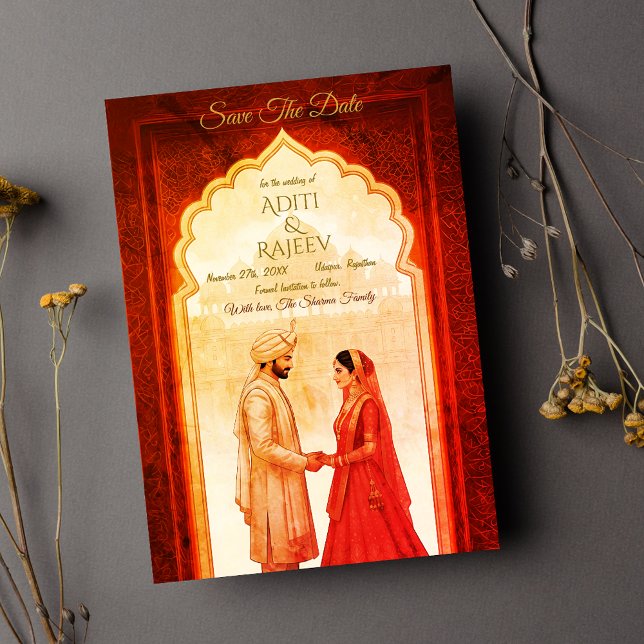 Royal Indian Palace Wedding Save the Date Einladung (Royal Indian Wedding Save The Date)
