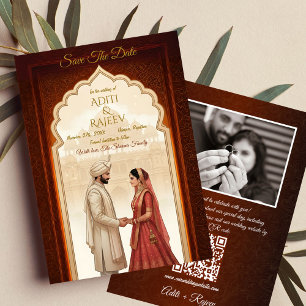 Royal Indian Palace Wedding Save the Date QR Code Einladung