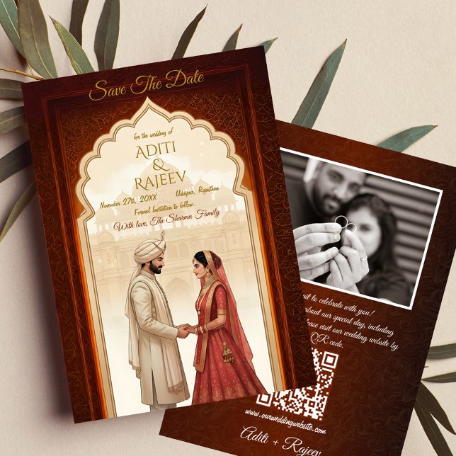 Royal Indian Palace Wedding Save the Date QR Code Einladung (Royal Indian Wedding Save The Date)