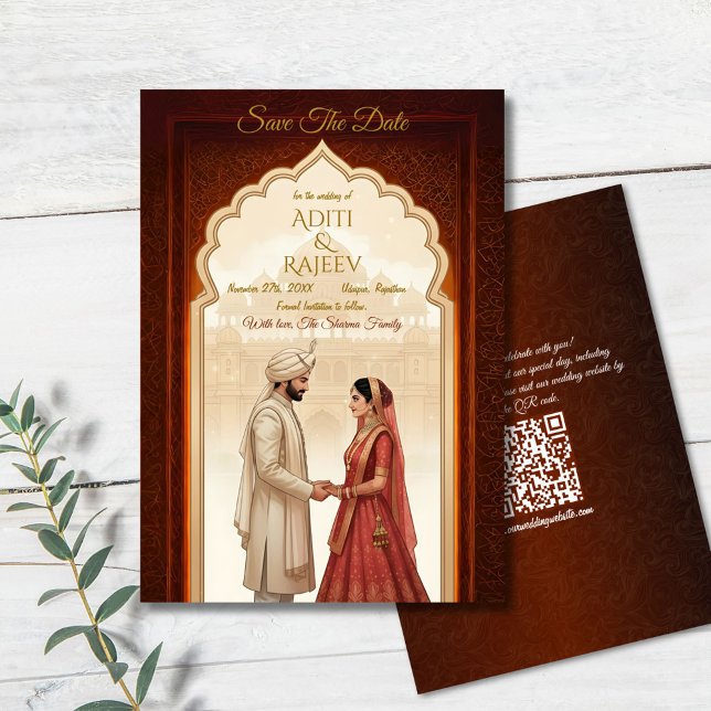 Royal Indian Palace Wedding Save the Date QR Code Einladung (Royal Indian Wedding Save The Date)