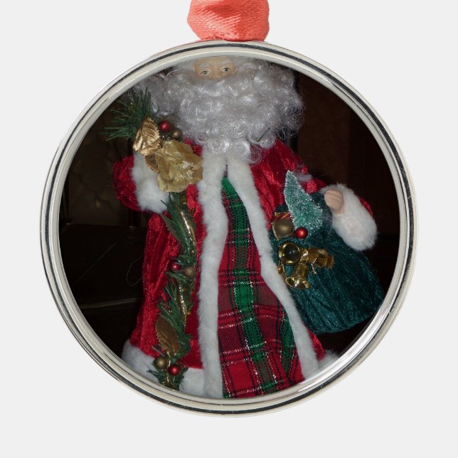 Royal Kariert Santa Collection Silbernes Ornament (Vorne)