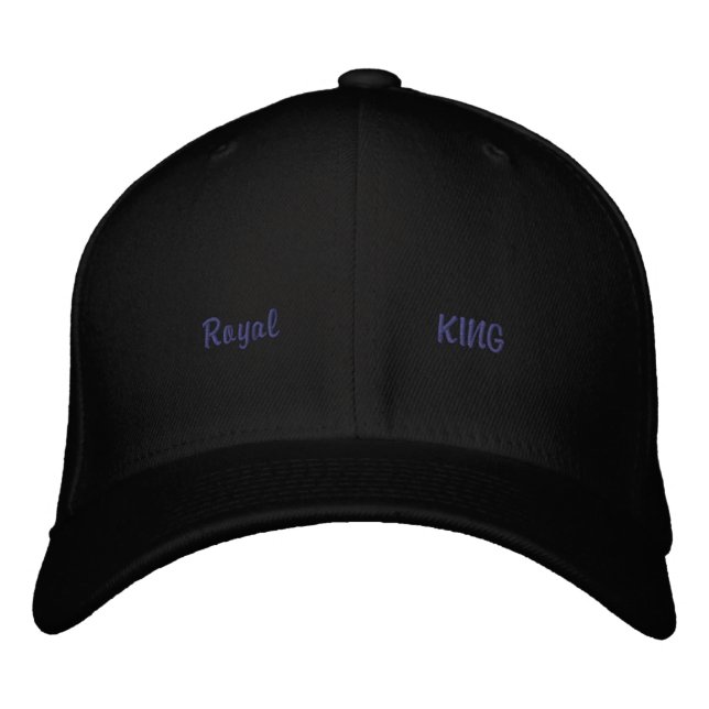 Royal King Gedruckte schwarze Wollmütze stilvolles Bestickte Baseballkappe (Vorderseite)