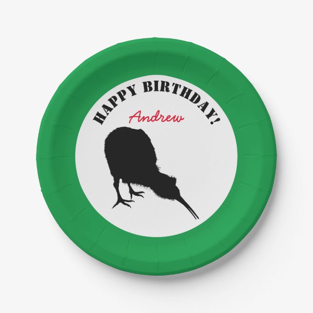 Royal Kiwi, Happy Birthday, Zealand Bird (Party) Pappteller (Vorderseite)