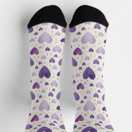 Royal Lavender Watercolor Herz & Goldstaub Socken