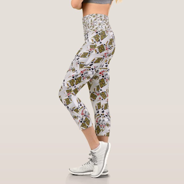 "Royal Layer: A Stack of Kings Poker Cards" Capri Leggings (Links)
