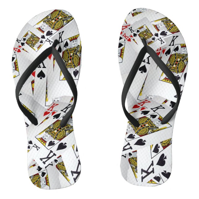 "Royal Layer: A Stack of Kings Poker Cards" Flip Flops (Fußbett)