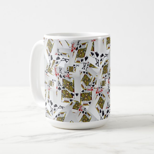 "Royal Layer: A Stack of Kings Poker Cards" Kaffeetasse (Vorderseite Links)