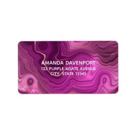 Royal Lila and Gold Agate Abstrakt Label Adressaufkleber