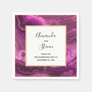 Royal Lila and Gold Agate Abstrakt Wedding Serviette
