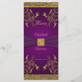 Royal Lila and Gold Floral Menu Card Menükarte