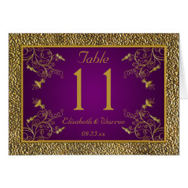 Royal Lila and Gold Floral Tischnummer Card