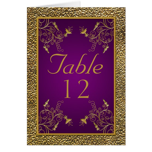 Royal Lila and Gold Table Card (Vorne)