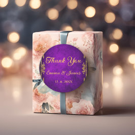 Royal Lila and Gold Vielen Dank Gastgeschenk Hochz Runder Aufkleber