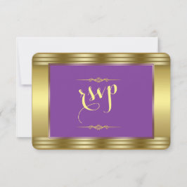 Royal Lila and Gold Wedding RSVP Karte