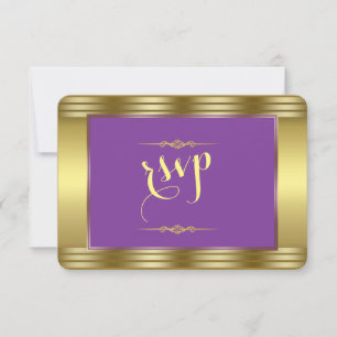 Royal Lila and Gold Wedding RSVP Karte