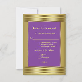 Royal Lila and Gold Wedding RSVP Karte