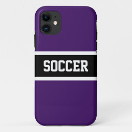 Royal Lila Black Athletic Stripes SOCCER Text Case-Mate iPhone Hülle