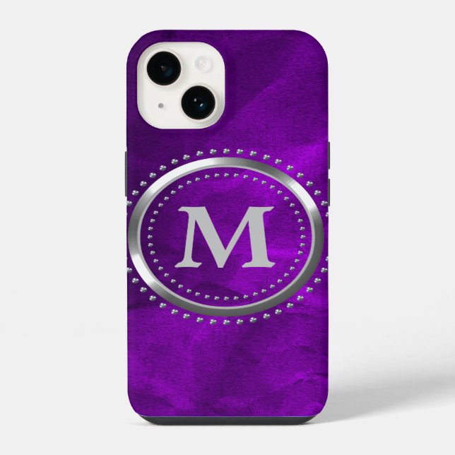Royal Lila Chrome Monogram iPhone Hülle (Rückseite)