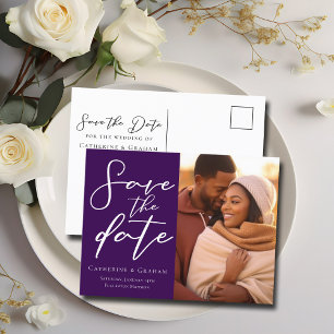 Royal Lila Couple Foto Elegant Rettend Foto Ankündigungspostkarte