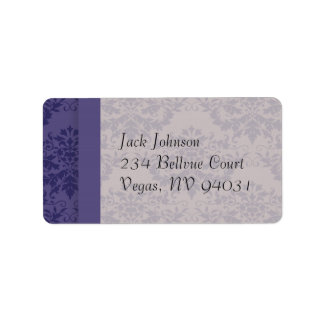 Royal Lila Damask Wedding Adressaufkleber