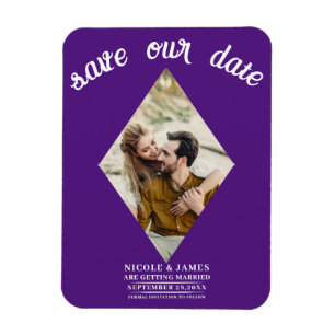 Royal Lila Diamond Foto Wedding Save the Date Magnet