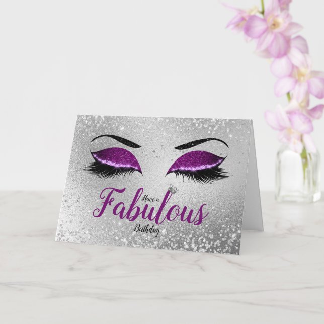 Royal Lila Fabulous Glitzer Eyes Geburtstag Karte (Orchidee)