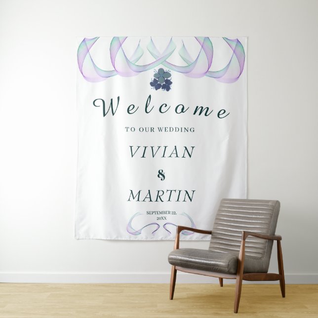 Royal Lila Faith Mini Floral Wedding Background Wandteppich (Beispiel)