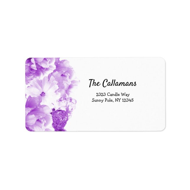 Royal Lila Floral Address Label Adressaufkleber (Vorne)