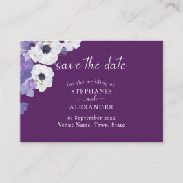 Royal Lila Floral Save the Date Begleitkarte
