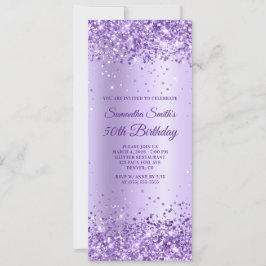 Royal Lila Glitzer Lavender Satin 50. Geburtstag Einladung