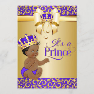 Royal Lila & Gold African American Prince Crown Einladung