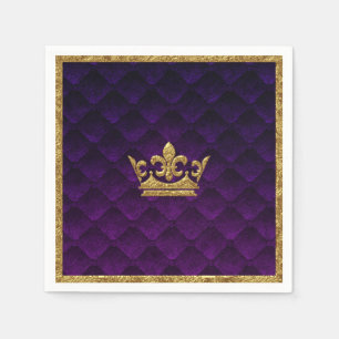 Royal Lila & Gold Crown Elegantes Royal Storybook Serviette