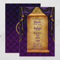Royal Lila & Gold Drapes Scroll Wedding