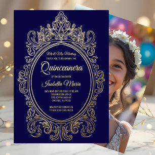 Royal Lila Gold Foil Quinceñera Einladung