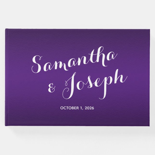 Royal Lila Gradient Wedding Gästebuch (Vorderseite)