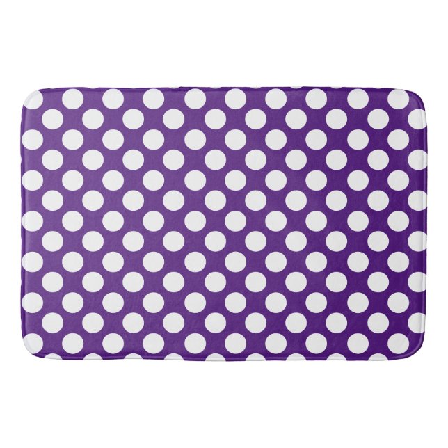 Royal Lila: Grosses Polka Dot Pattern Badematte (Vorderseite)