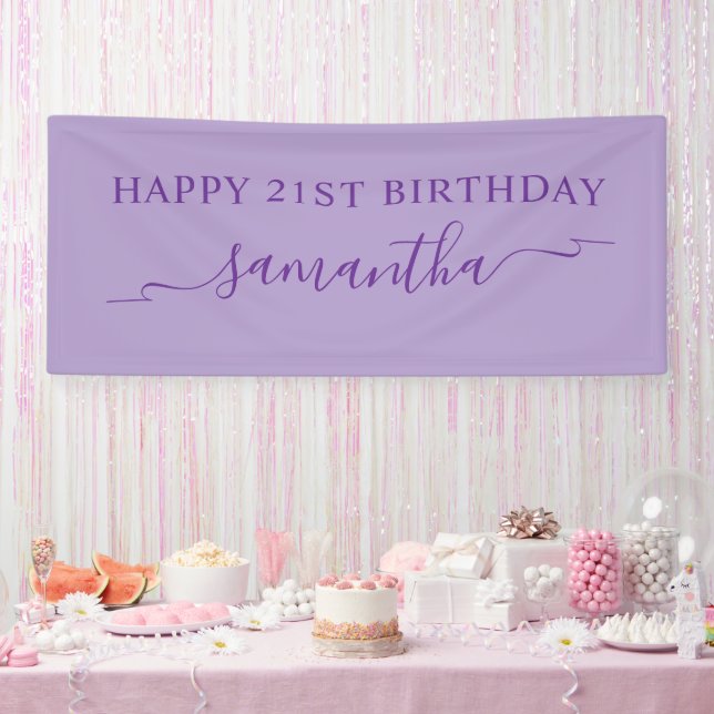 Royal Lila Happy 21. Geburtstag Ribbon Name Banner (Party)