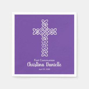 Royal Lila Kommunion Taufe Christening Serviette