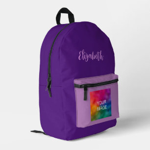 Royal Lila & Lavendel Template Skriptname Text Bedruckter Rucksack