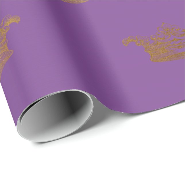 Royal Lila Lavender Crown Heraldic Prince Geschenkpapier (Rolleneckpunkt)