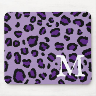Royal Lila Leopard Print Monogram Mousepad