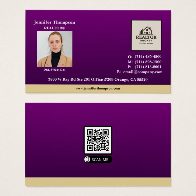 Royal Lila mit Gold Accent Magnet Business Card (Vorne & Hinten)