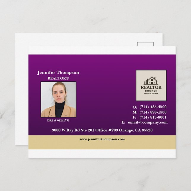 Royal Lila mit Gold Accent Postcard Postkarte (Vorne/Hinten)