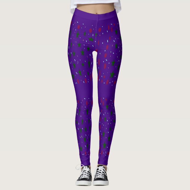 Royal lila mit Mustern Leggings (Vorderseite)